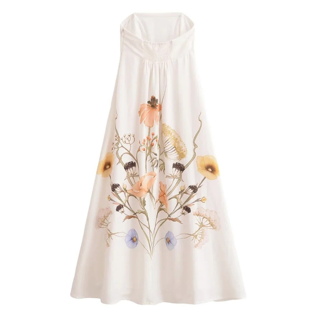 Elegant Fashion Strapless Printed Dress