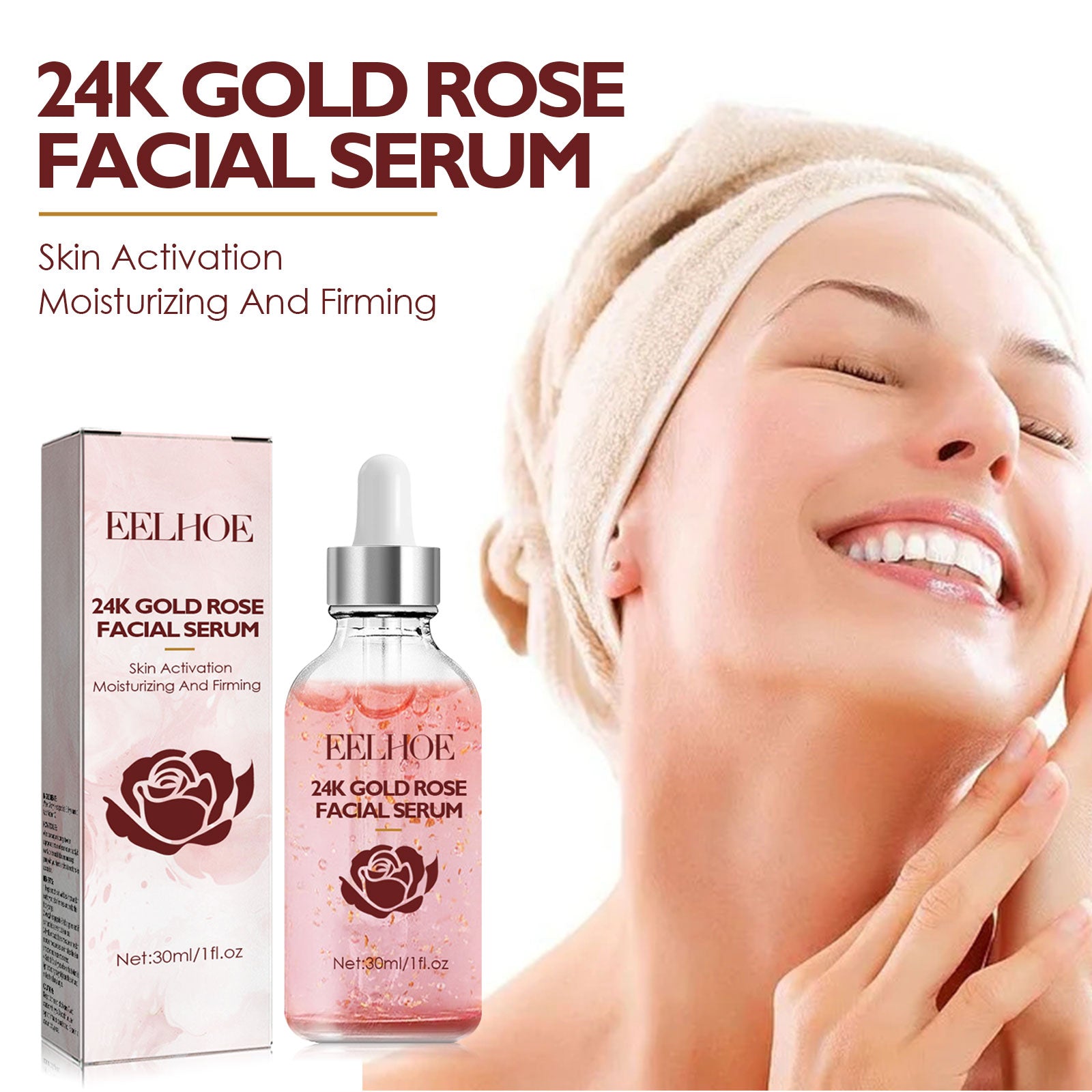 24k Gold Rose Face Essence Hydrating, Whitening And Anti-Aging Serum