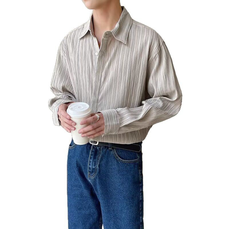 Light luxury long sleeved shirt for men with a sense of luxury and loose fit