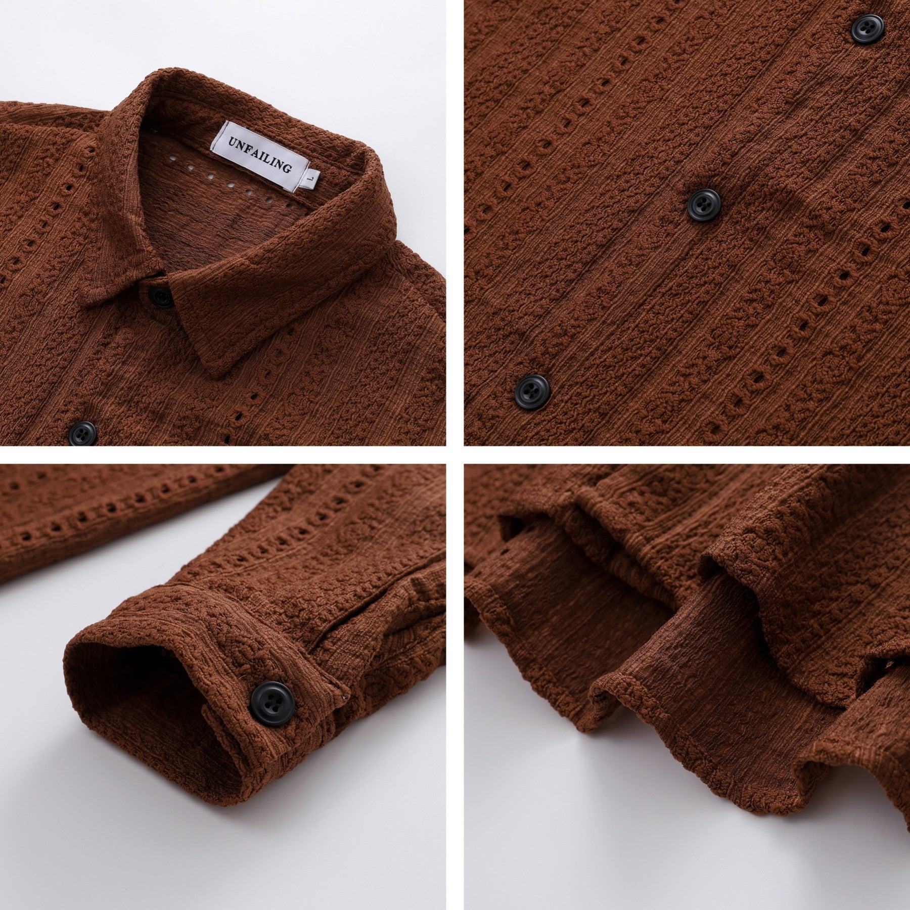 Retro Hollow-out Striped Long-sleeved Shirt for Men and Women