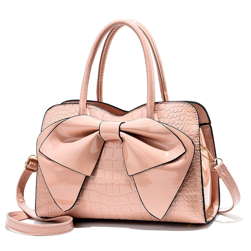 Fashion Women Handbags Tassel PU Leather Totes Bag Top-handle Embroidery Bag Shoulder Bag Lady Simple Style Crocodile Pattern