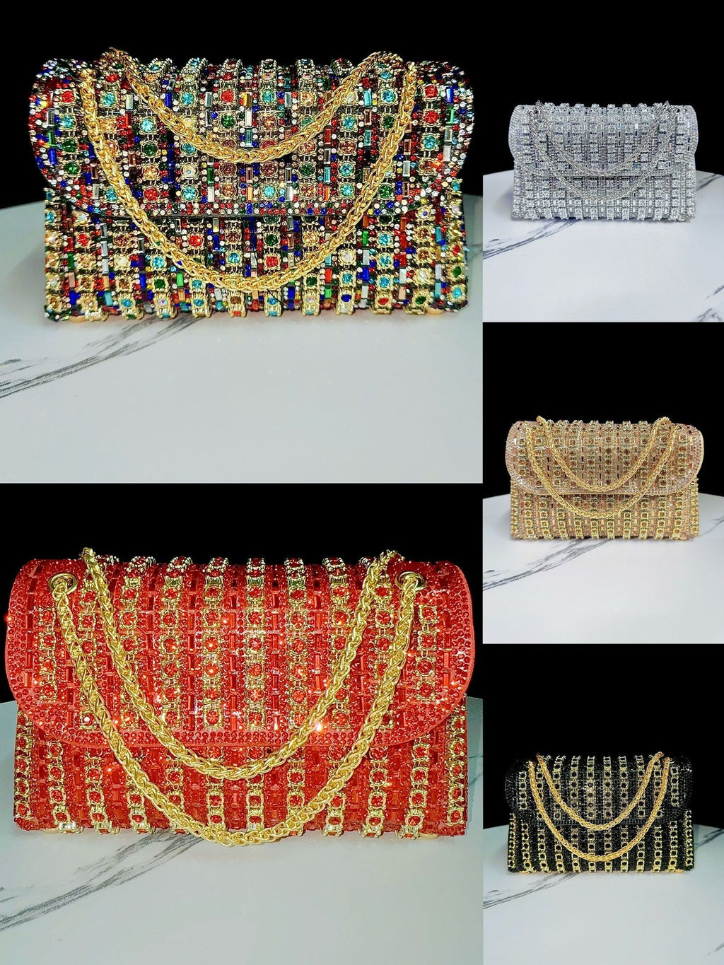 New Evening Dress, socialite, rhinestone handbag, diamond studded chain cheongsam bag, crossbody, banquet bag, women's handbag