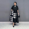 Casual Loose Female Shirt Dress Fashion Irregular Dot Contrast Color Print Women Summer Simplicity New Dress