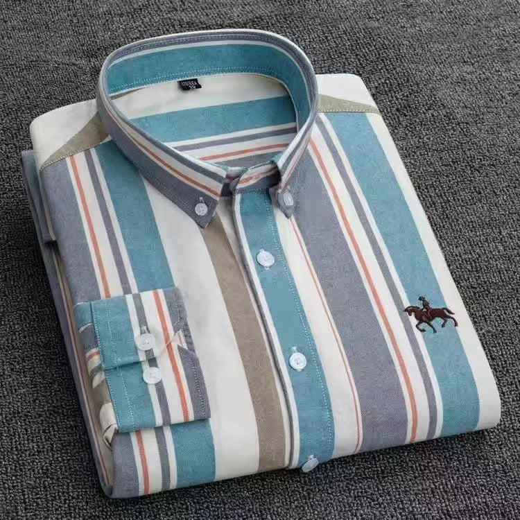 Chemise homme en coton — coupe slim, sans froissage, manches longues