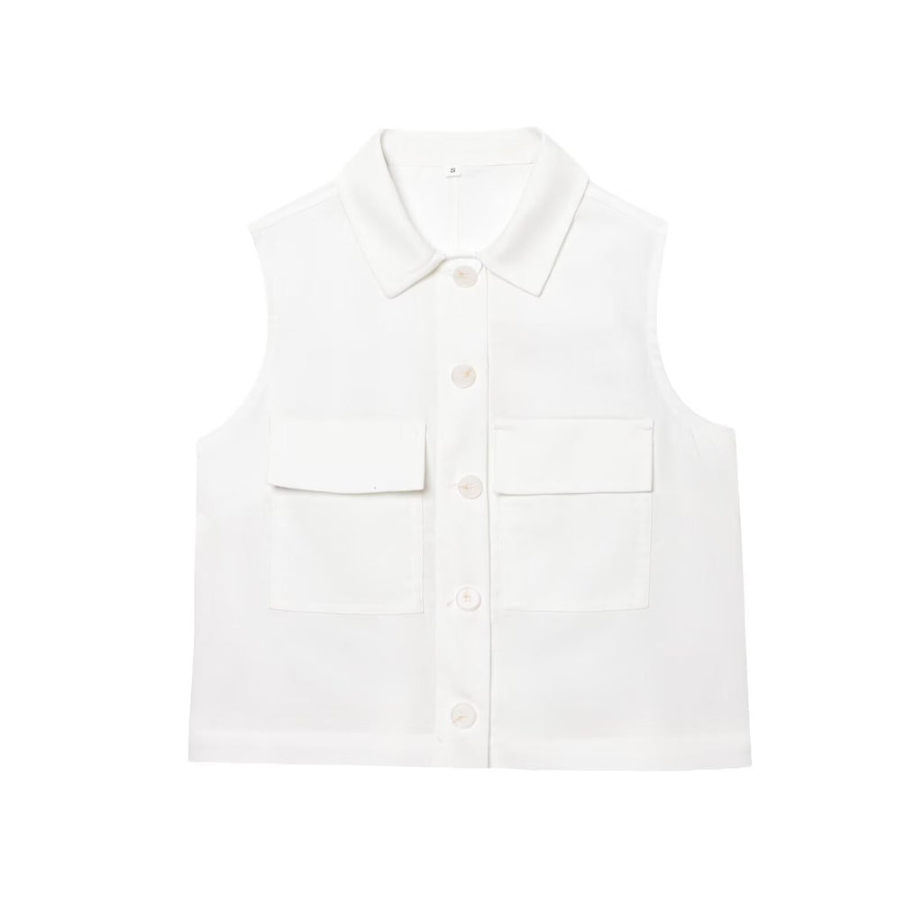 Women's Fashion Patch Pocket Vest + Belted Casual Shorts