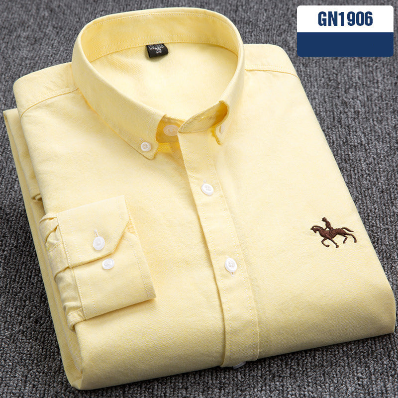Chemise homme en coton — coupe slim, sans froissage, manches longues