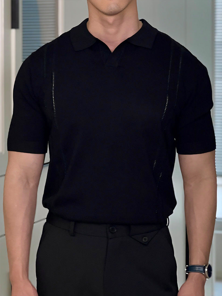 Summer thin half sleeved knitted shirt for men