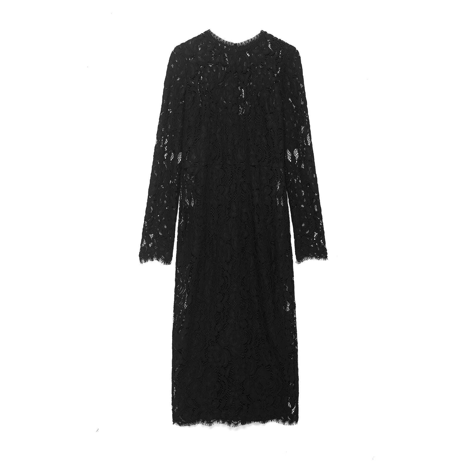 Chic Lace Midi Dress Women's Fashion Style Casual Dress
