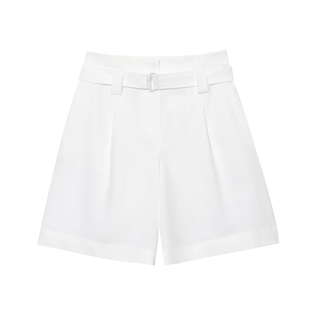 Women's Fashion Patch Pocket Vest + Belted Casual Shorts