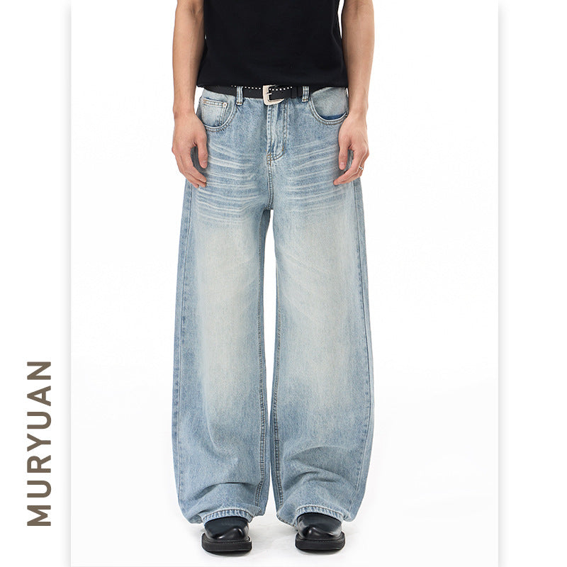 Casual Washed Denim Pants for Men and Women