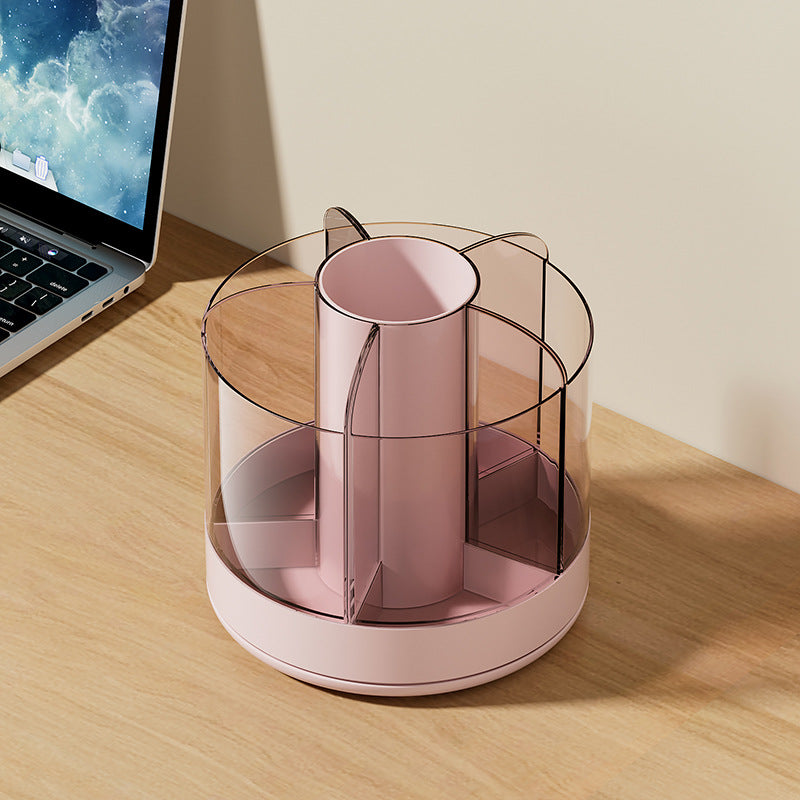Delicate Transparent Rotating Pen Holder Face Cosmetic Organizer Convenient