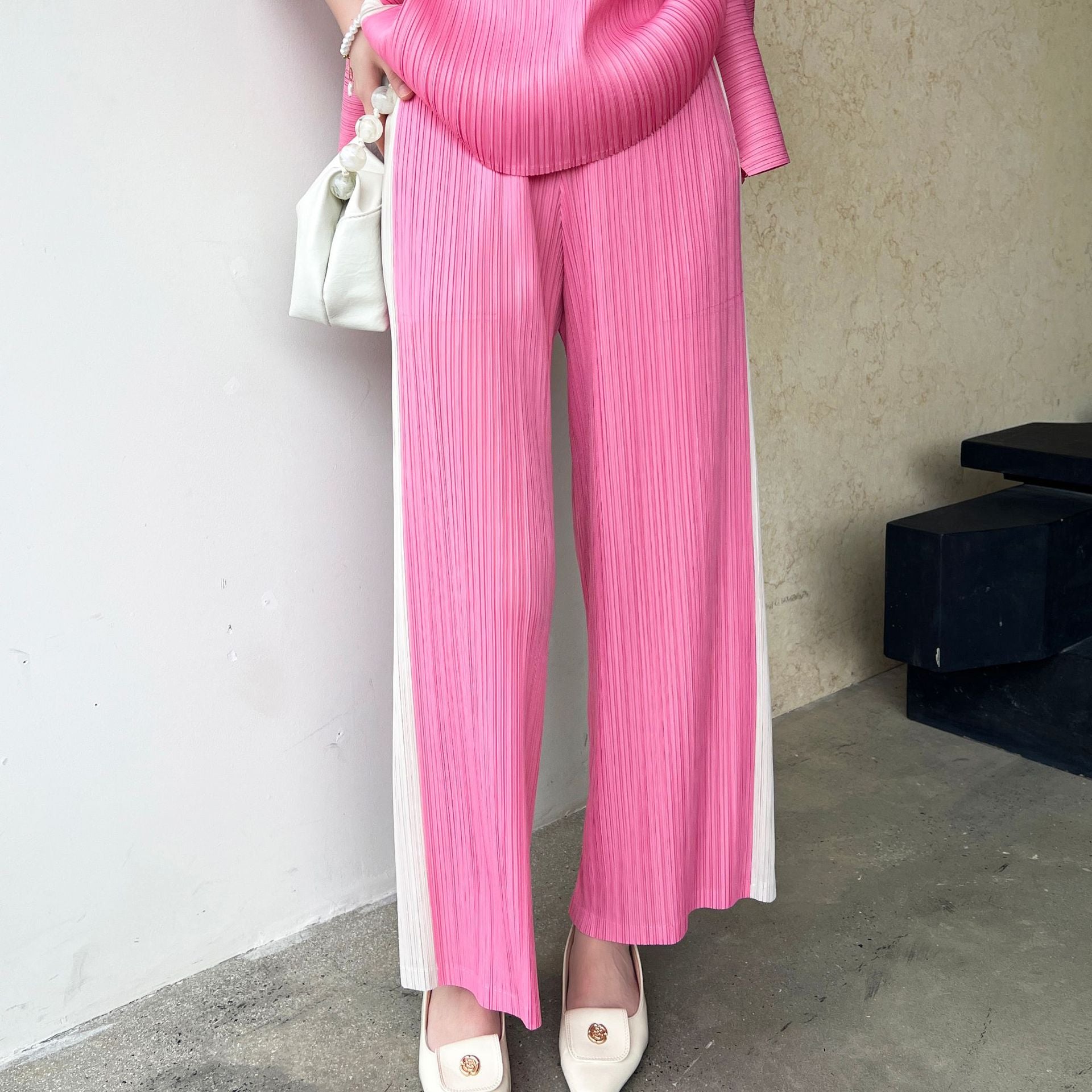 High-end Pleated Fashion Irregular Casual Top and Pants Set