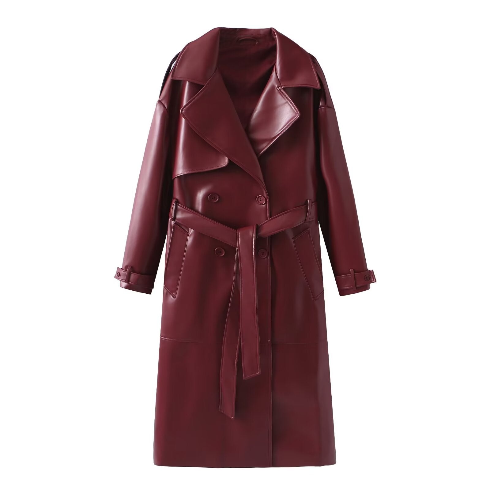 French fashion design casual extended leather jacket