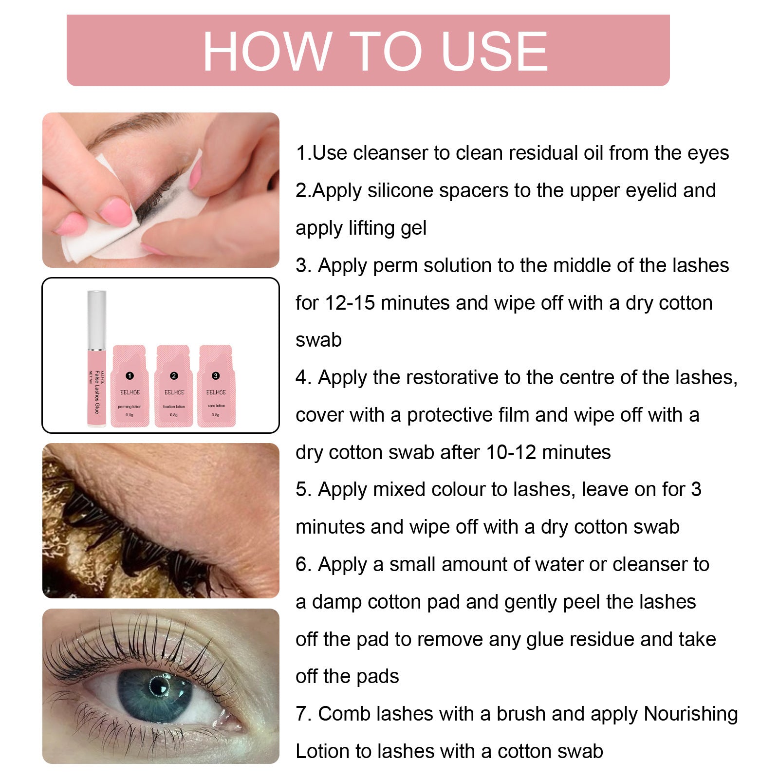 Lash Lift Set, Natural Beauty Slim Thick Curl Mild Non-Smudding Eyelash Set
