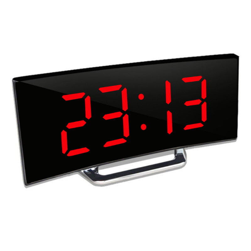 Fashion Curved Screen Clock Electronic Clock Large Screen LED Mirror Clock Silent Alarm Clock