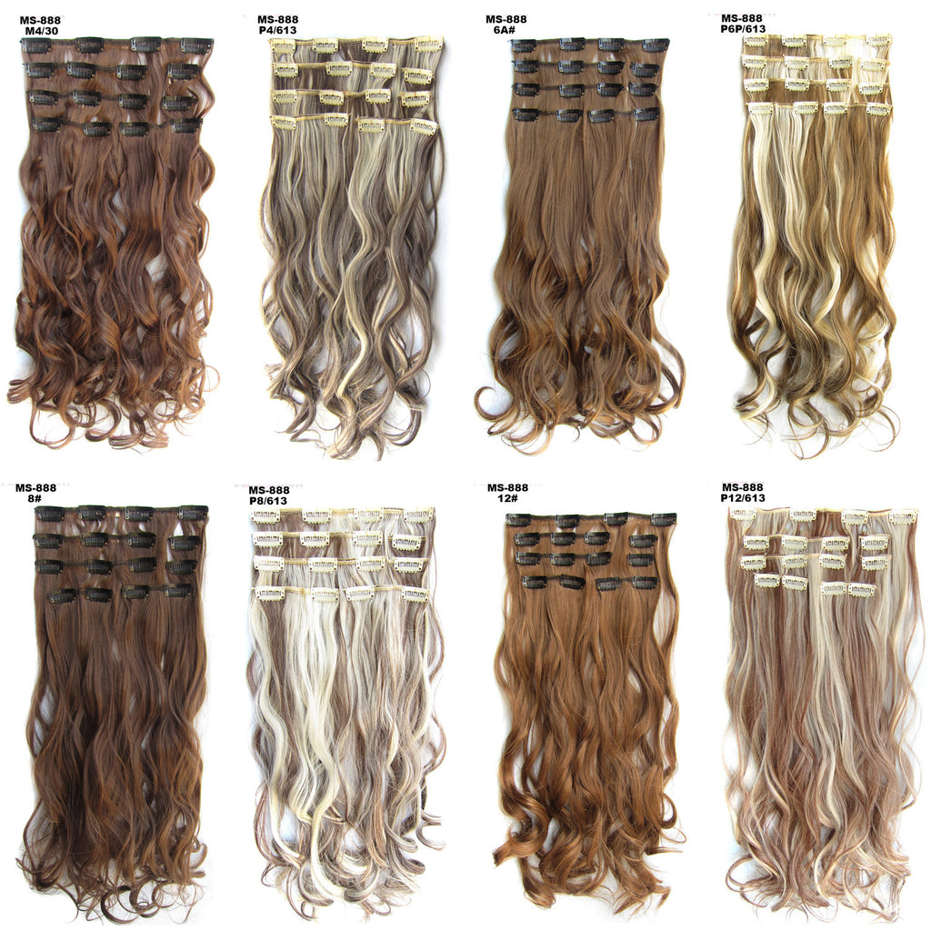 Wig hair extension piece female wig ultra realistic long curly hair without trace invisible hair extension card hair set 7 pieces