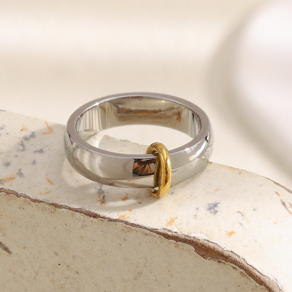 Stainless steel plated 18K gold open ring plain ring for women