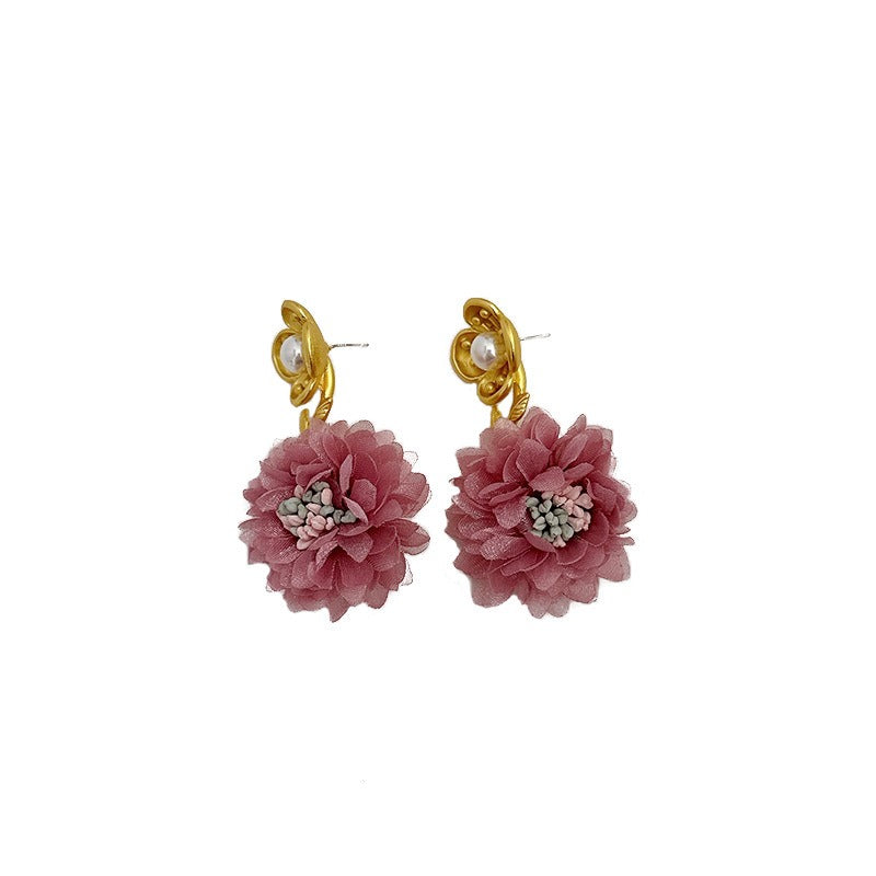 Fashion handmade fabric flower earrings for women