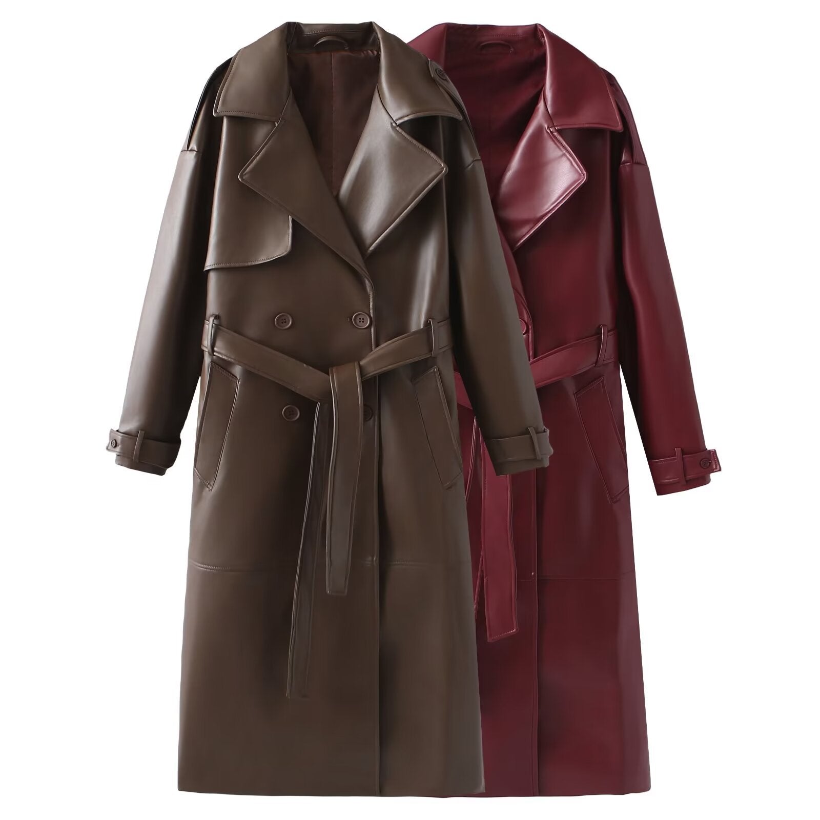French fashion design casual extended leather jacket