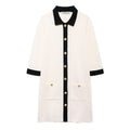 Fashion collar black and white contrasting knitted dress