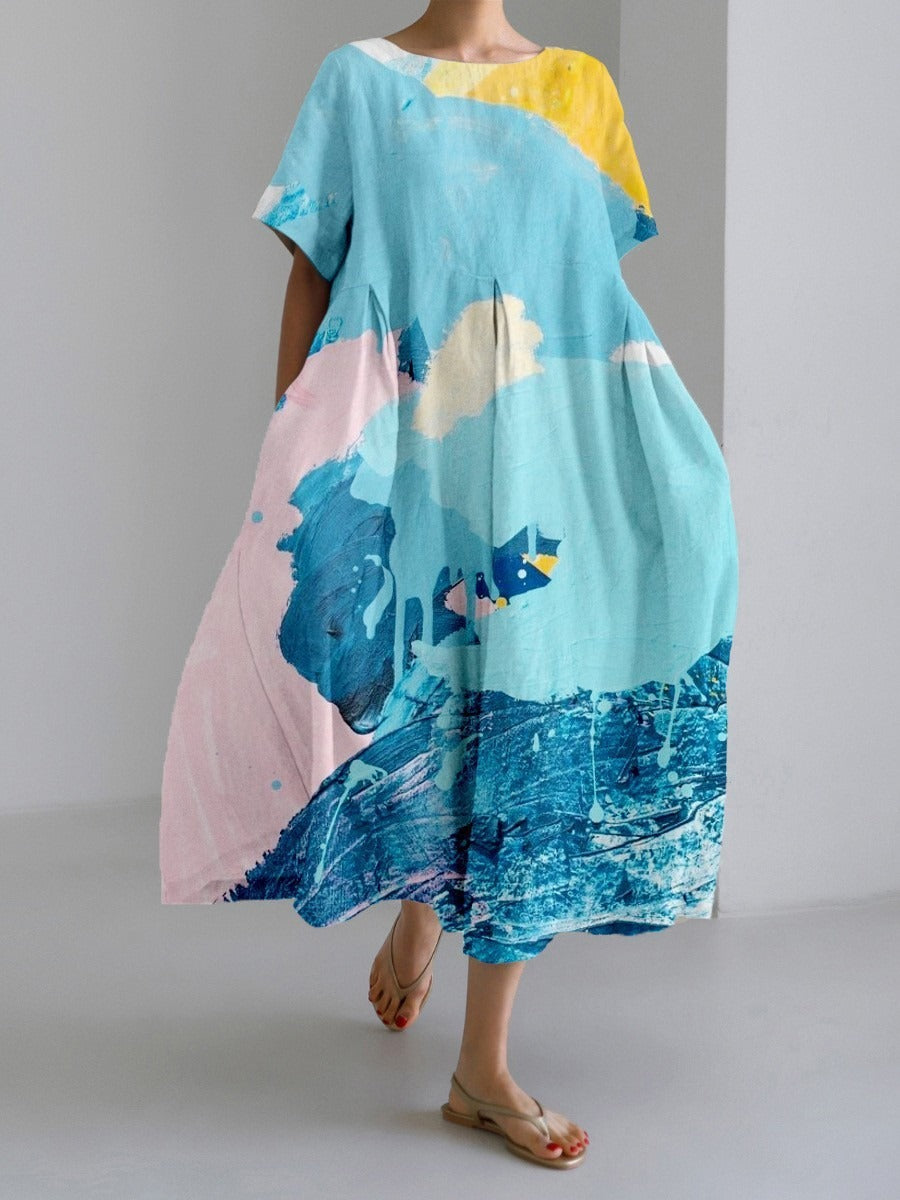 3D printing imitation cotton craft casual fashion women's dress