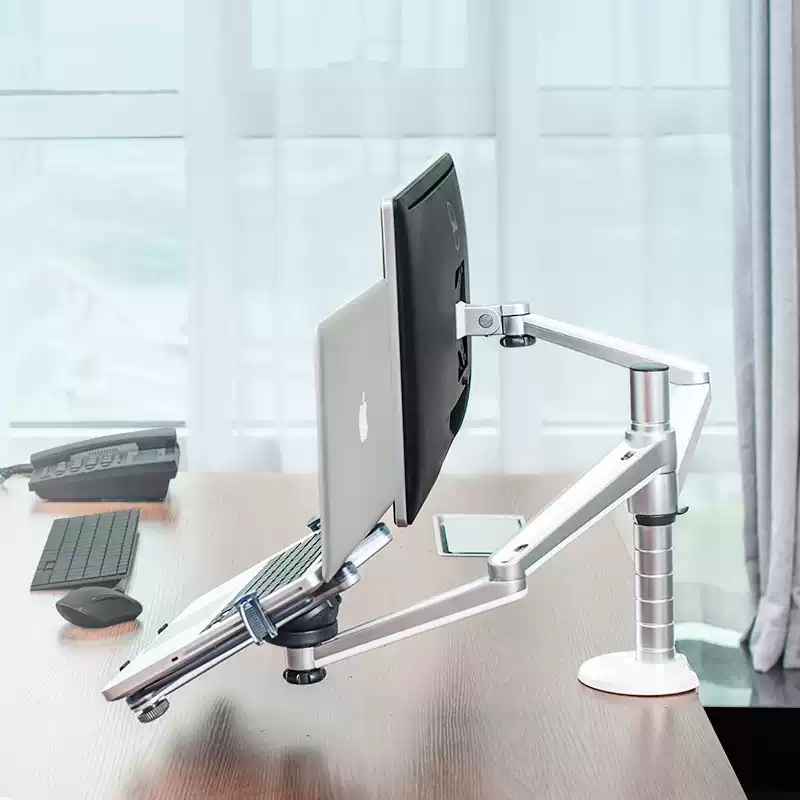 Monitor stand arm, double section arm, computer display screen, aluminum alloy dual screen office