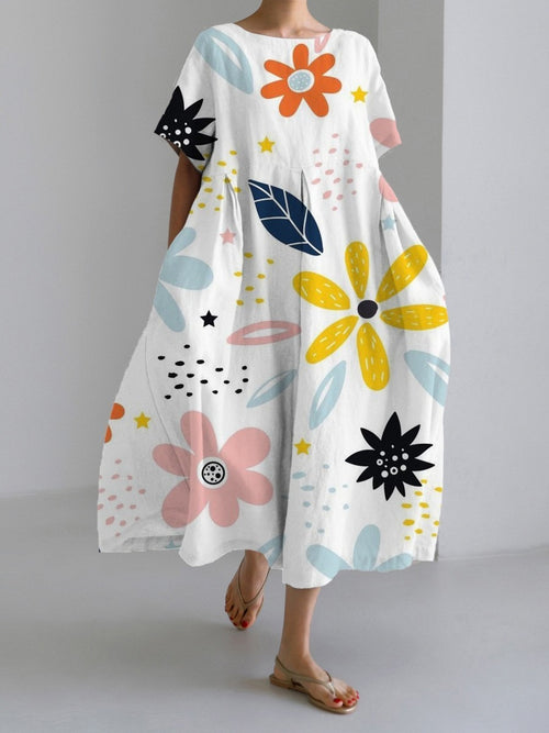 3D printing imitation cotton craft casual fashion women's dress