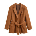 Suede suit with waistband