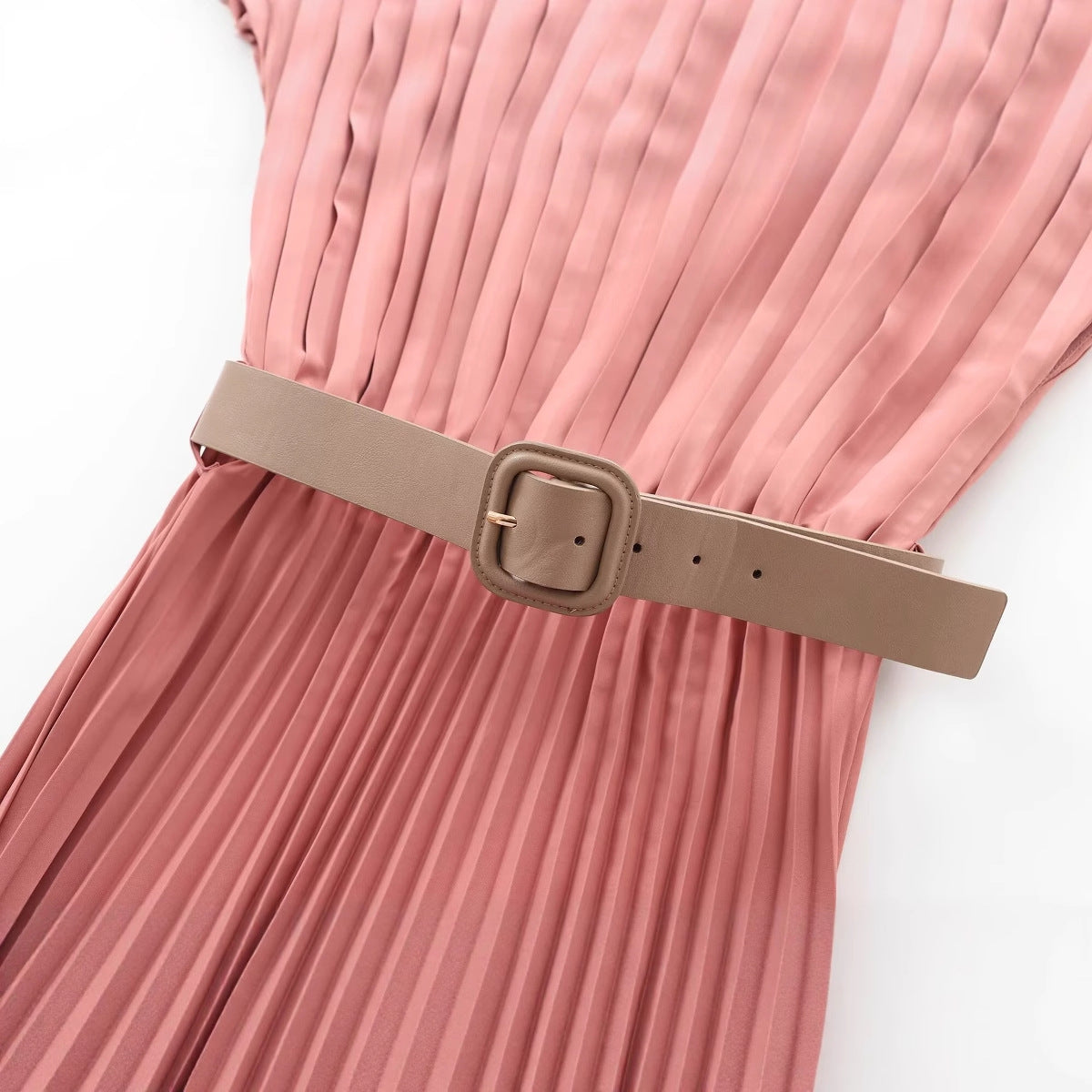 Women's Fashion Belted Pleated Dress