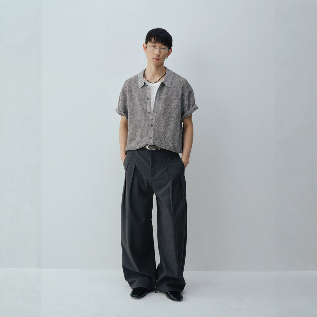 Classic Knit Short Sleeve Shirt for Men