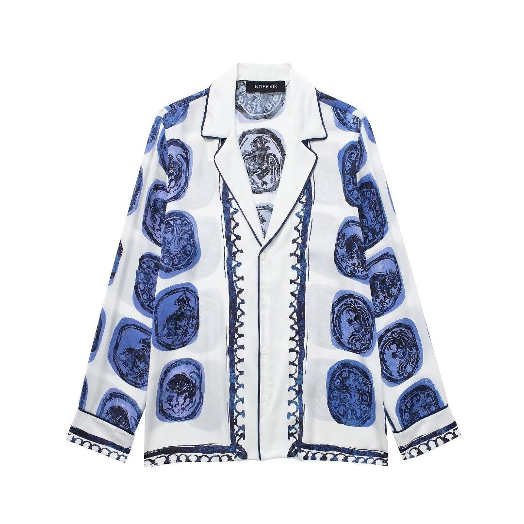 Fashion printed shirt and casual pants