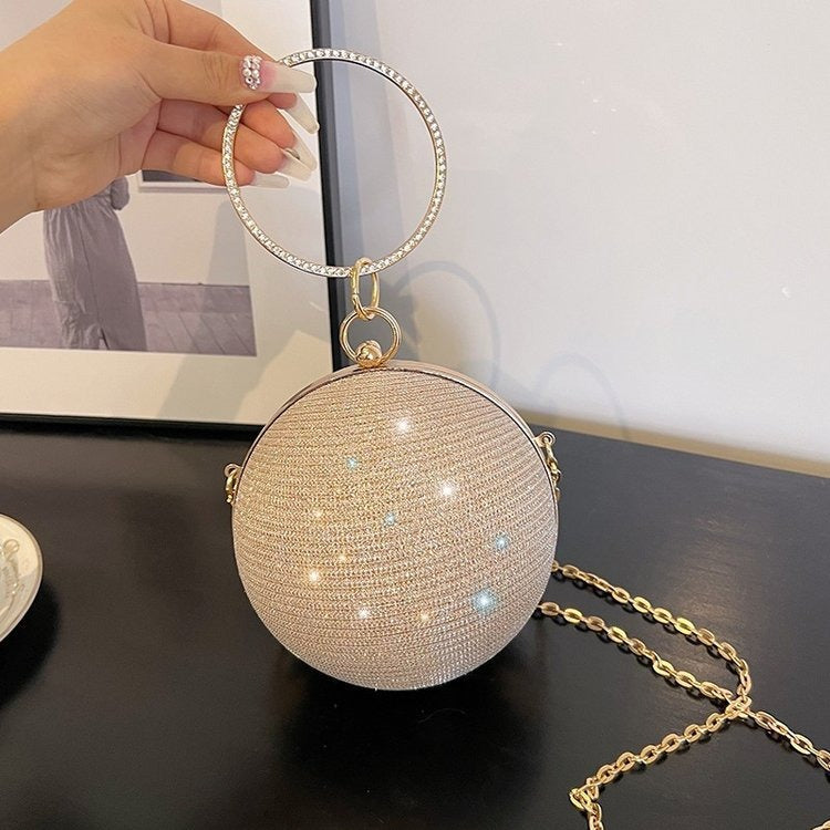 Personalized Design Spherical Bag Women Bag Fashion Portable Small Round Bag Diamond Starry One Shoulder Evening Bag