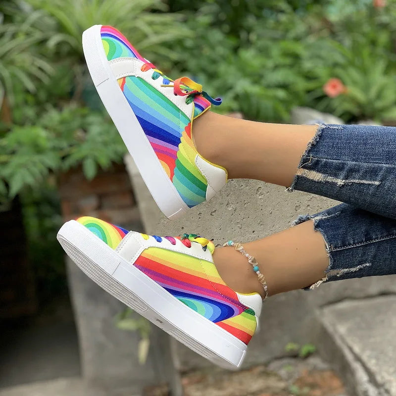 Rainbow fashion casual color gradient women's sports single shoes