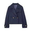 Women's Fashion Casual Turn-down Collar Double-breasted Short Jacket