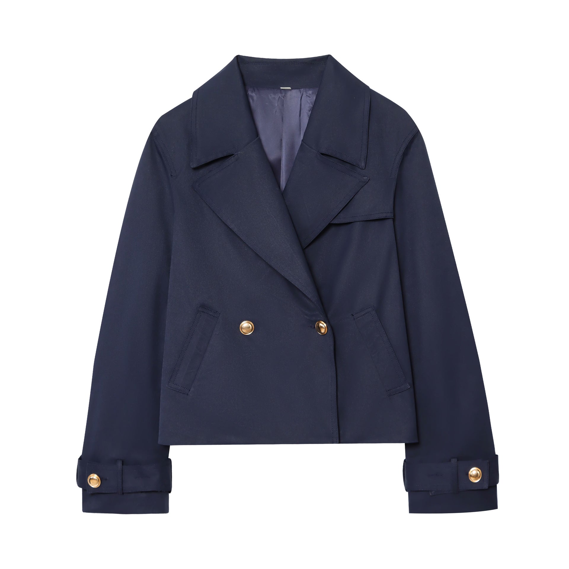 Women's Fashion Casual Turn-down Collar Double-breasted Short Jacket