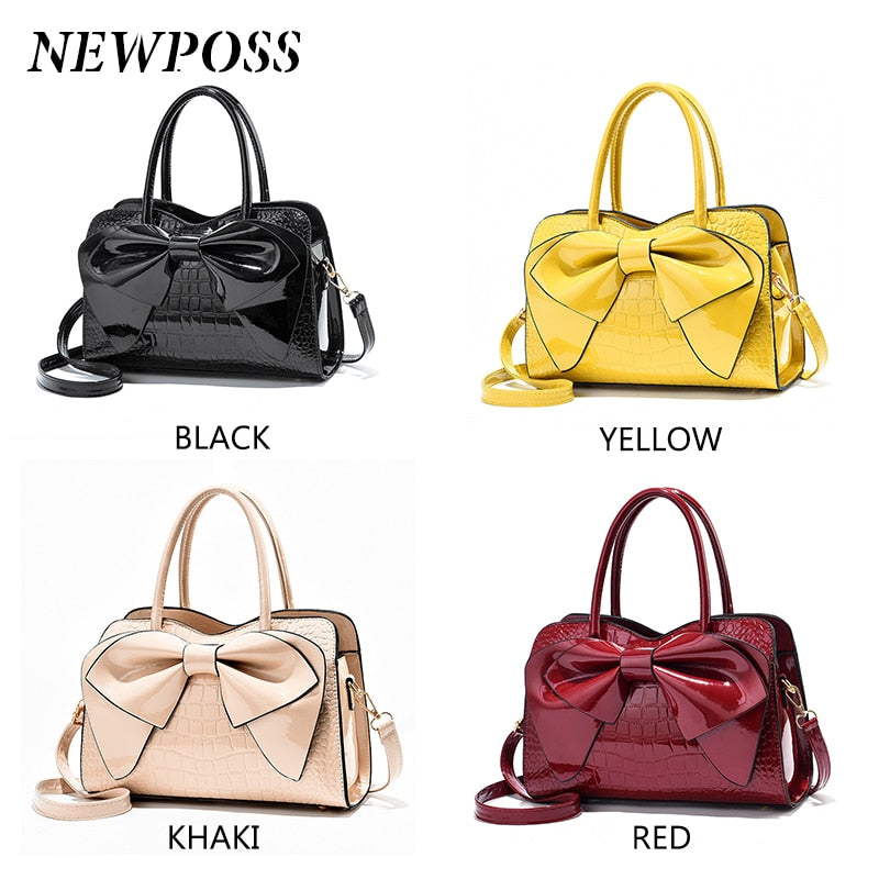 Fashion Women Handbags Tassel PU Leather Totes Bag Top-handle Embroidery Bag Shoulder Bag Lady Simple Style Crocodile Pattern