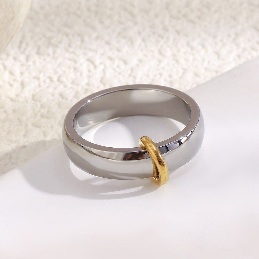 Stainless steel plated 18K gold open ring plain ring for women