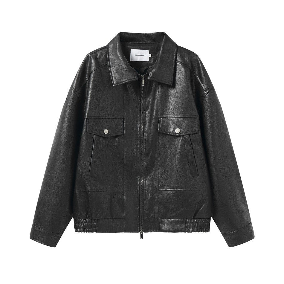 PU Leather Jacket Casual Couple Fashion Punk Motorcycle Coat