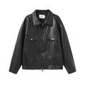 PU Leather Jacket Casual Couple Fashion Punk Motorcycle Coat