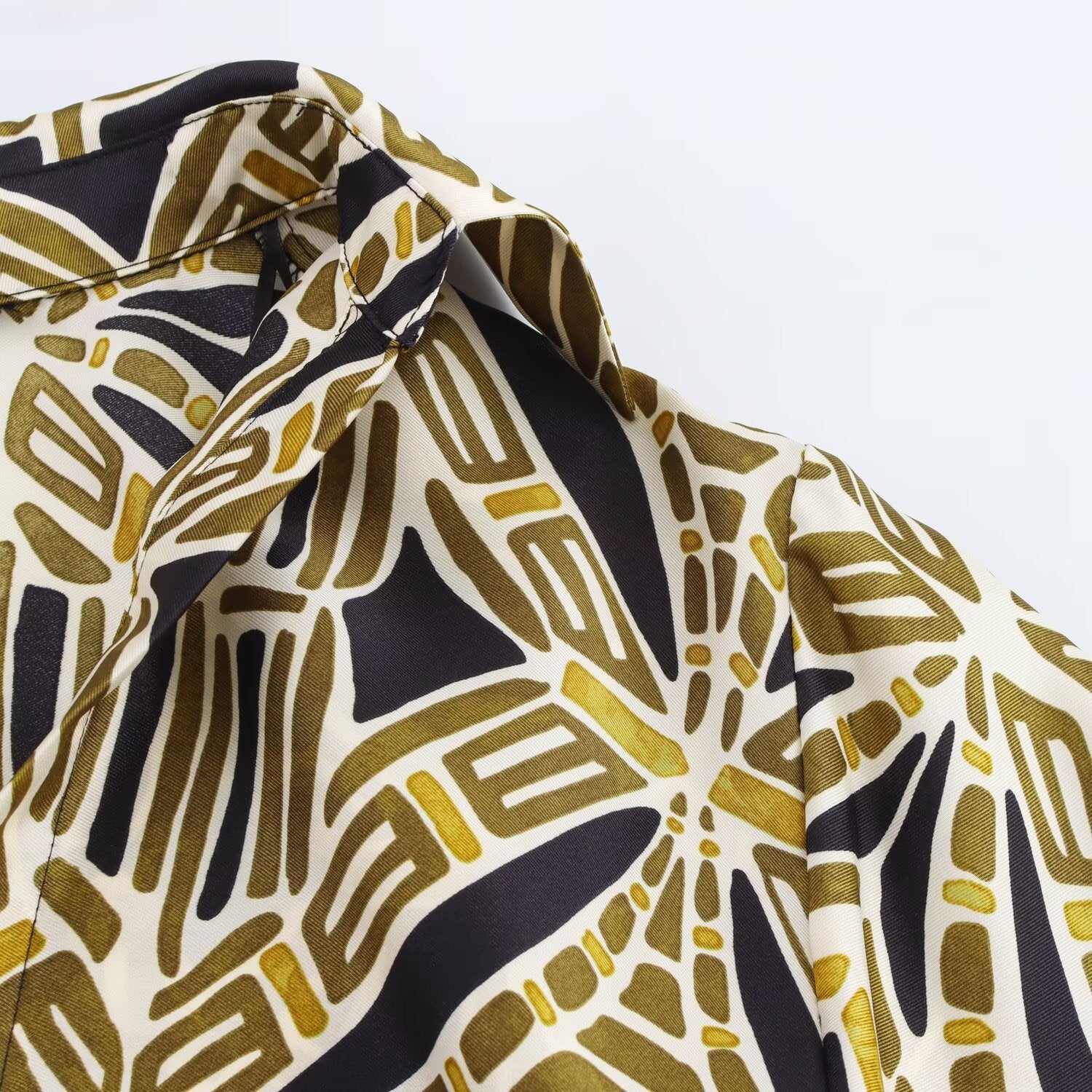 New Fashion Belt Printed Midi Dress