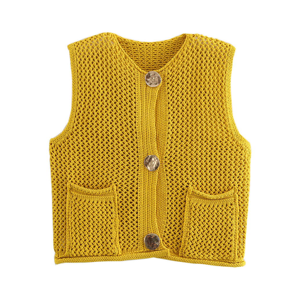 Women's streetwear fashion crochet hollow vest