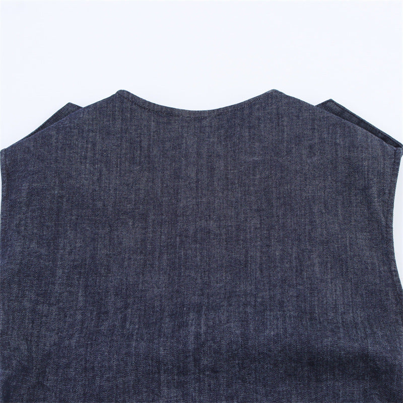 Elegant Sleeveless Pleated Dress with Belt Style Fashion Casual Women's Dress