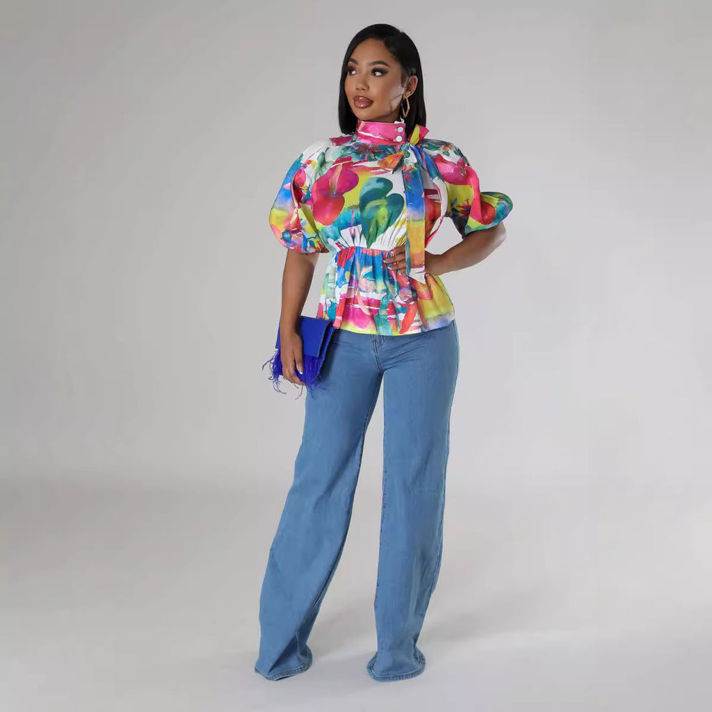 Royal Casual Printed Shirt Women's Fashion Outfit
