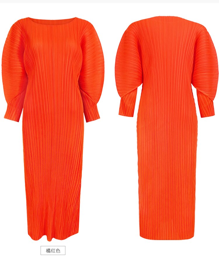 Pleated Bat Sleeve Dress Women Spring New Korean Fashion Long Sleeve Casual Elegant Long Aesthetic Clothes