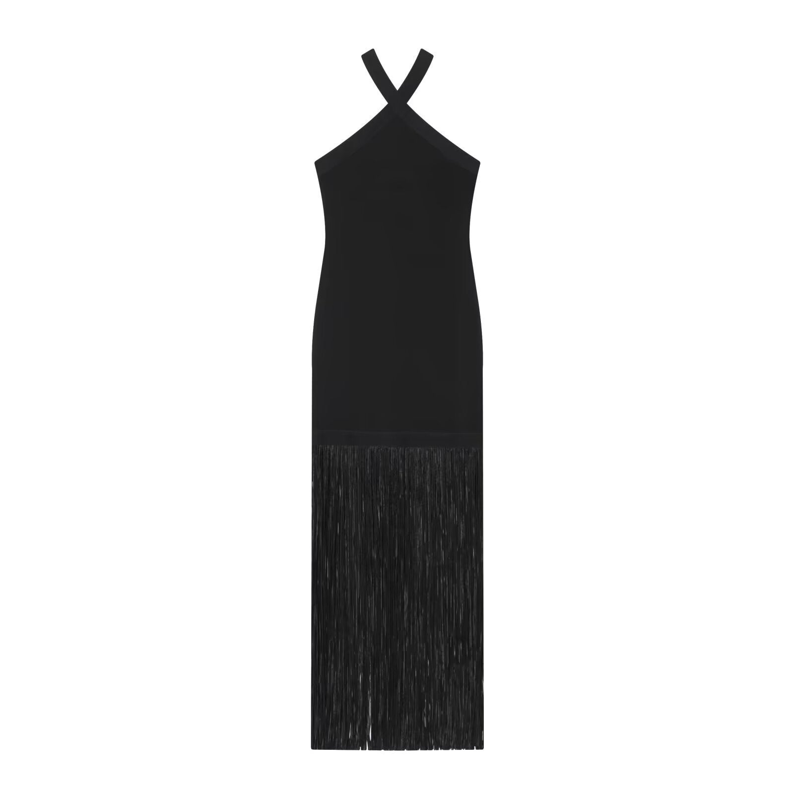 Women's Elegant Classic Strapless Shoulder-Baring Elastic Fringe Dress