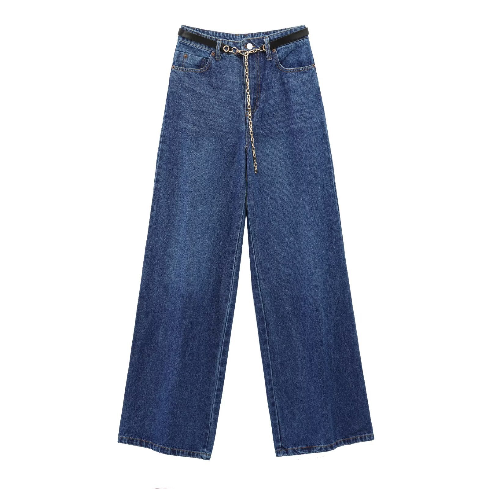 Women's Denim Vest with Belt and Denim Pants Set