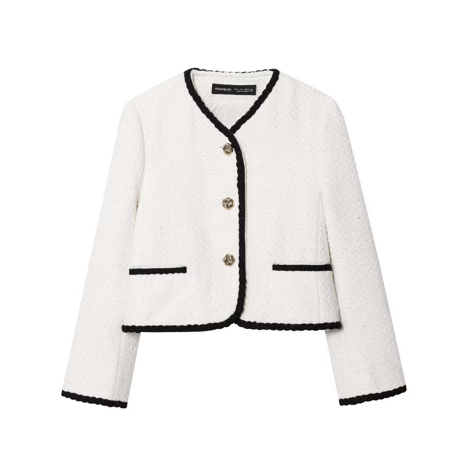 Women's Fashion Casual Small Xiangfeng Embroidered Edge Fleece Jacket