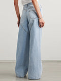 Women Denim Pants Autumn High Waist Hollow Out Rhinestone Loose Casual Long Wide Leg Jeans All Match Fashion New