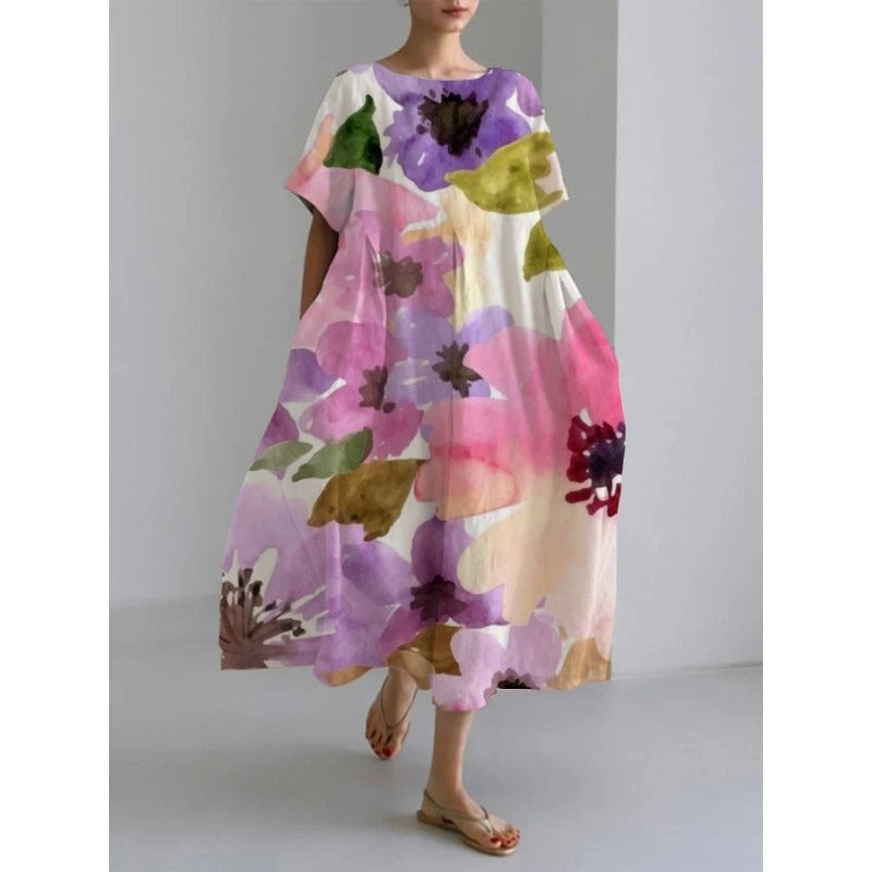 3D printing imitation cotton craft casual fashion women's dress