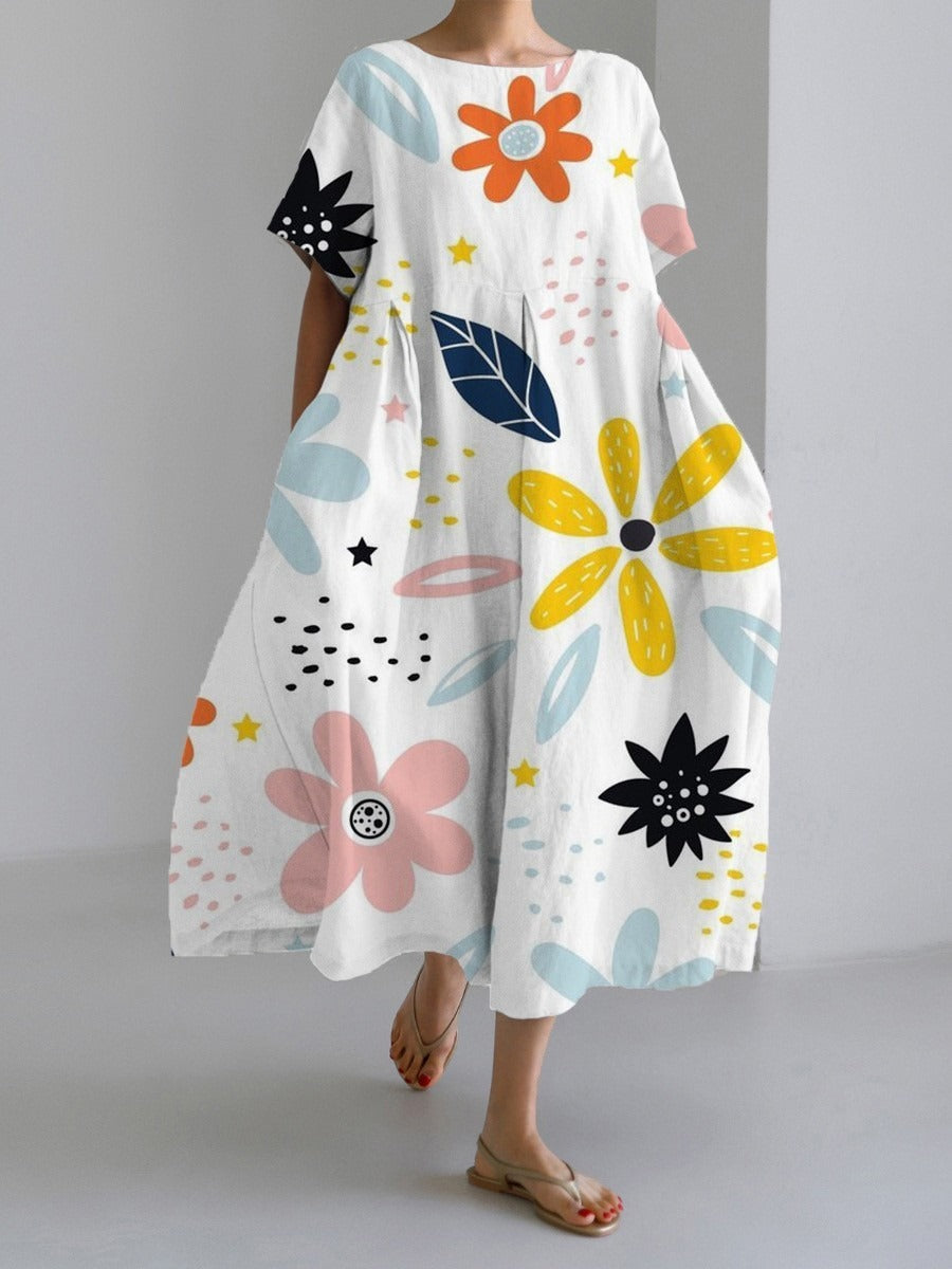 3D printing imitation cotton craft casual fashion women's dress